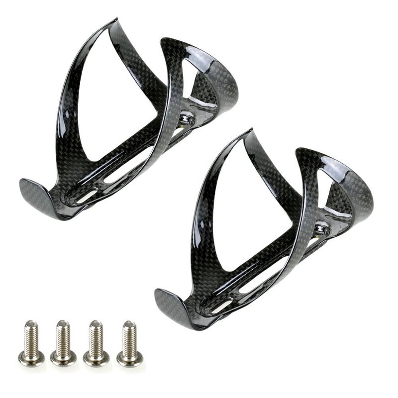 PERGEAR Black Carbon Fiber Lightweight Bicycle Water Bottle Cage for Cycling - Pack of 2 - Image 1